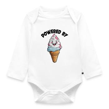 Laughing Ice Cream Cone Funny Ice Cream Design Saying - Organic Longsleeve Baby Bodysuit - white - Front