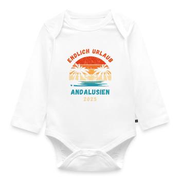 Andalusien Urlaub 2025 Spanien Reise - Baby Bio-Langarm-Body - Weiß - Vorne