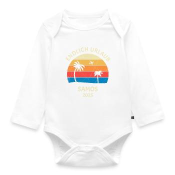 Samos Urlaub 2025 Griechenland Reise - Baby Bio-Langarm-Body - Weiß - Vorne