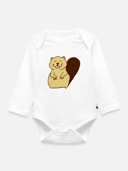 Biber - Baby Bio-Langarm-Body - Weiß