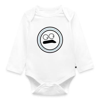 Cute emotional face huh - Organic Longsleeve Baby Bodysuit - white - Front