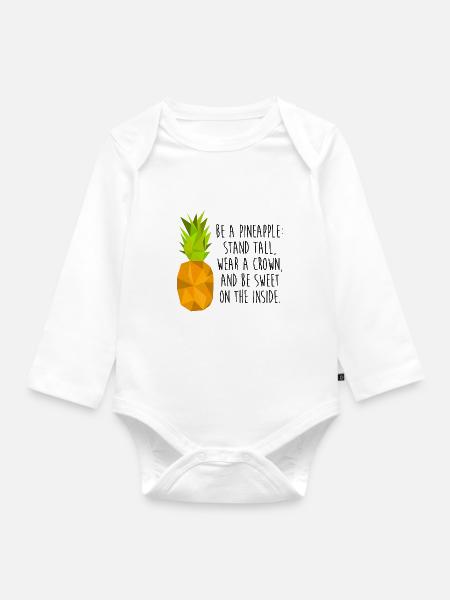 Ananas - Baby Bio-Langarm-Body - Weiß