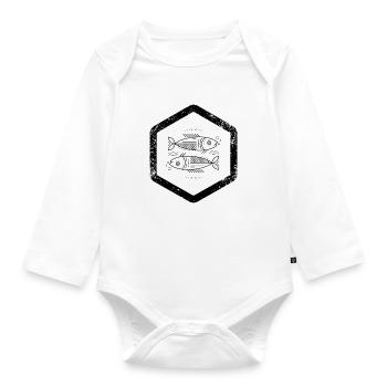 Hexagon · Zodiac Signs · Pisces · Fische - Baby Bio-Langarm-Body - Weiß - Vorne