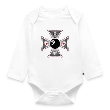 biker cross - Baby Bio-Langarm-Body - Weiß - Vorne