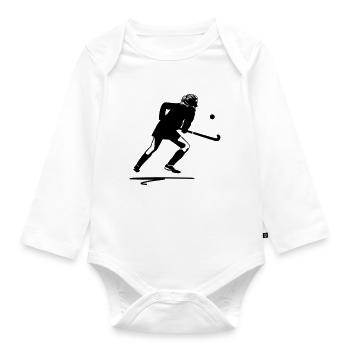 Joueuse de hockey sur le terrain - Body Bébé bio manches longues - blanc - Devant