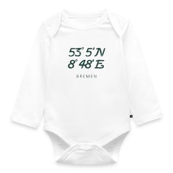 Bremen - nice birthday present - Organic Longsleeve Baby Bodysuit - white - Front