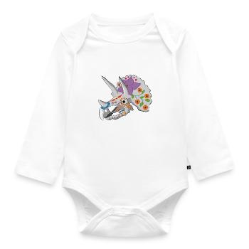Day of the extinct: Triceratops - Organic Longsleeve Baby Bodysuit - white - Front