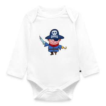 Pirate Captain - Organic Longsleeve Baby Bodysuit - white - Front