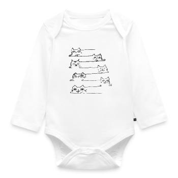 Katzen - Baby Bio-Langarm-Body - Weiß - Vorne