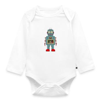 Vintage robot - Organic Longsleeve Baby Bodysuit - white - Front