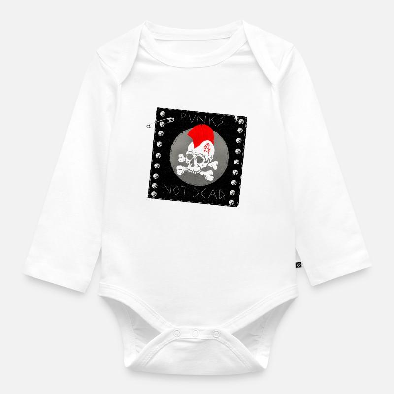 punks pas patch mort - Body Bébé bio manches longues - blanc