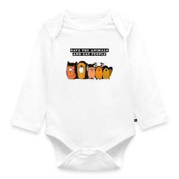 Save the animals and eat people Poison - Organic Longsleeve Baby Bodysuit - white - Front