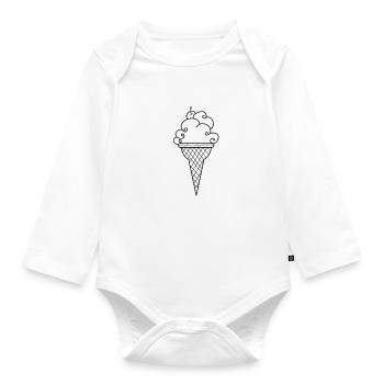 Crème glacée gaufre crème glacée salon d'été crème glacée - Body Bébé bio manches longues - blanc - Devant