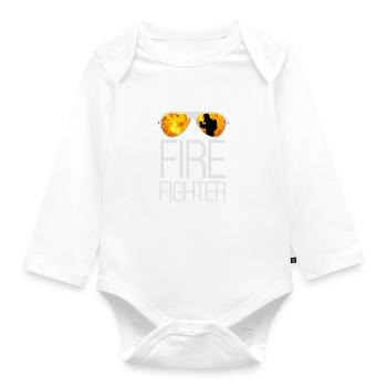 Fire fire flames hero - Organic Longsleeve Baby Bodysuit - white - Front