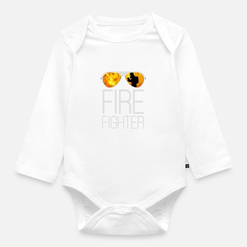 Fire fire flames hero - Organic Longsleeve Baby Bodysuit - white