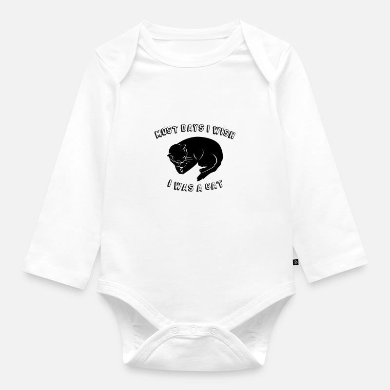 La plupart du temps j'aurais aimé être une idée cadeau de chat - Body Bébé bio manches longues - blanc