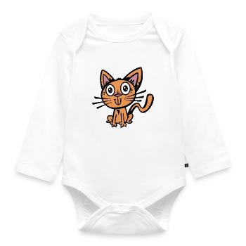 Katze Katzenfreund Haustier - Baby Bio-Langarm-Body - Weiß - Vorne