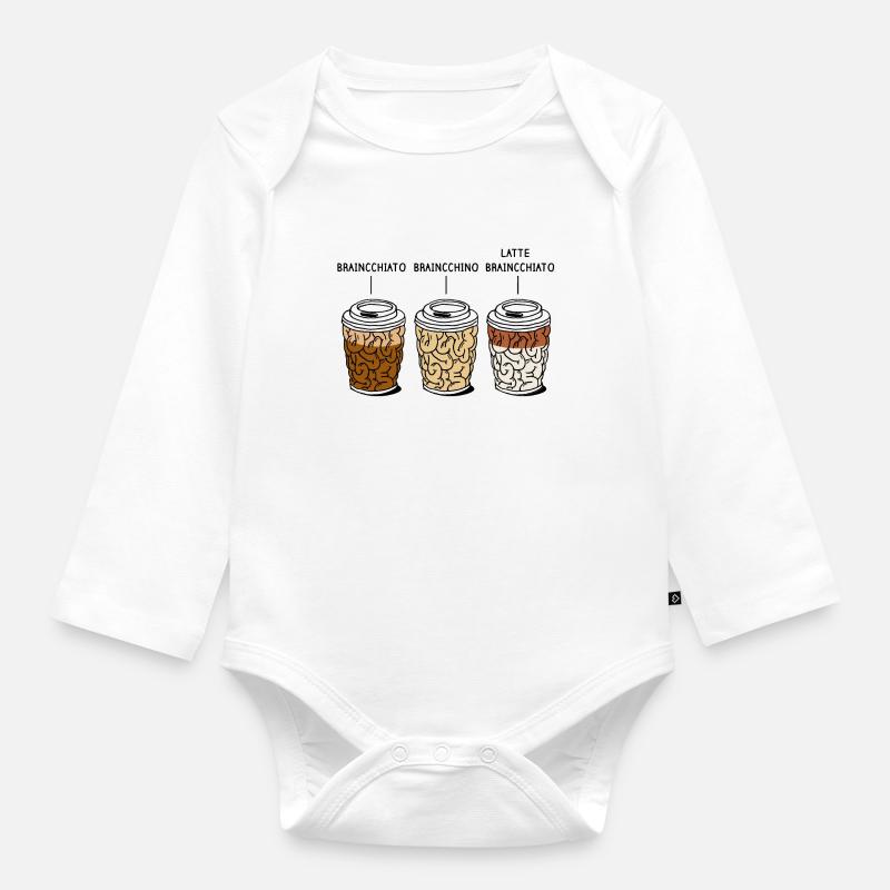 Gehirn Becher Kaffeesorten Geschenk - Baby Bio-Langarm-Body - Weiß