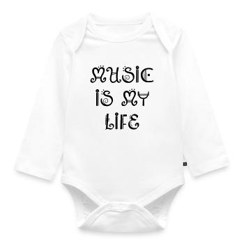 MUSIC - Baby Bio-Langarm-Body - Weiß - Vorne