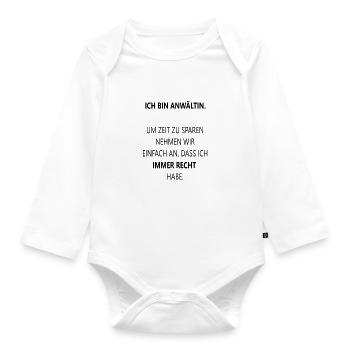 Lawyer Shirt - Funny Jura Sayings Cadeau - Body Bébé bio manches longues - blanc - Devant