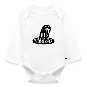 I m his witch - Body Bébé bio manches longues - blanc - Devant