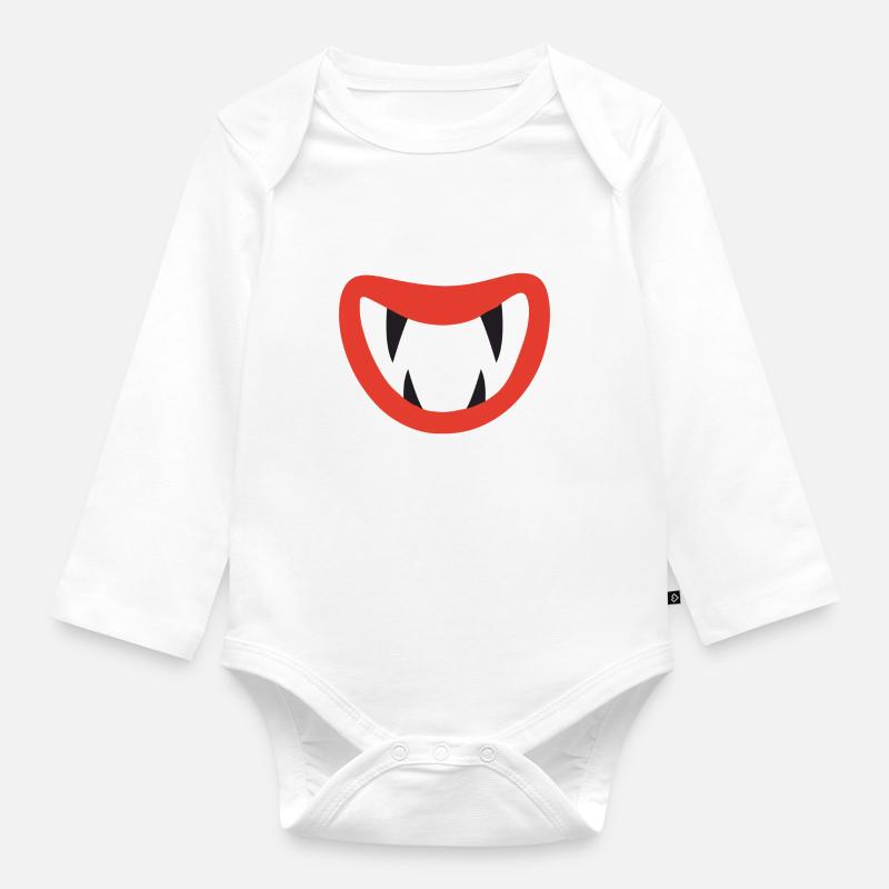 bouche vampire - Body Bébé bio manches longues - blanc