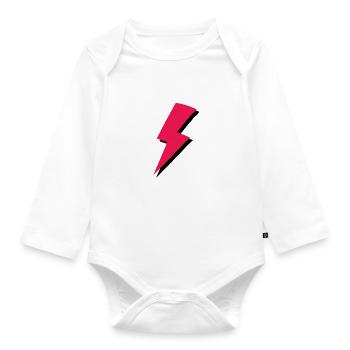 roter Blitz Lightning Cartoon Thunderstorm Gewitte - Baby Bio-Langarm-Body - Weiß - Vorne