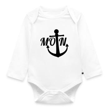 Hamburg Moin with anchor - Organic Longsleeve Baby Bodysuit - white - Front