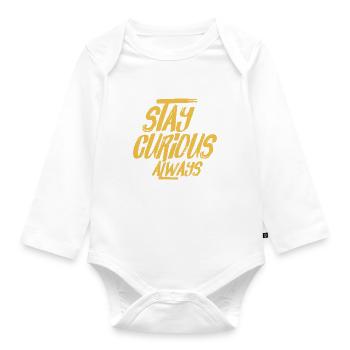 Stay curious always - Organic Longsleeve Baby Bodysuit - white - Front