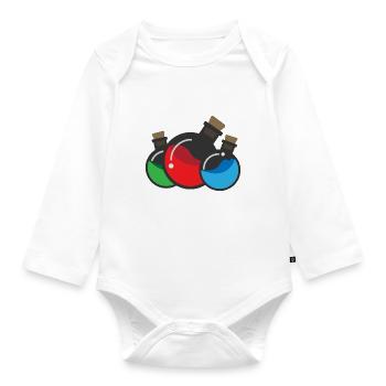 Flat Design - Chemie Experiment - Geschenkidee - Baby Bio-Langarm-Body - Weiß - Vorne