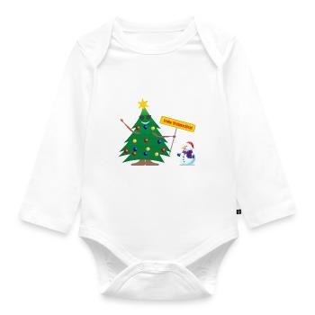 Frohe Weihnachten - Baby Bio-Langarm-Body - Weiß - Vorne
