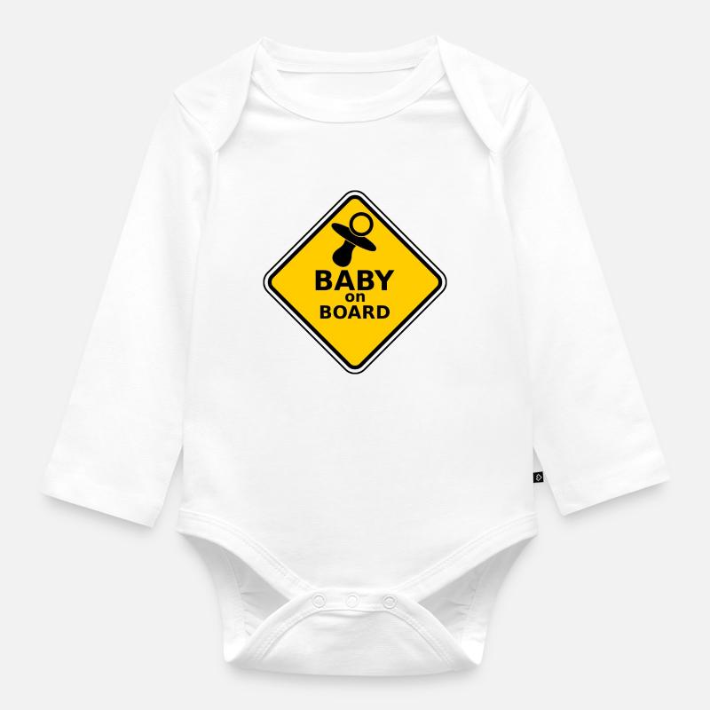 Bébé à bord - Body Bébé bio manches longues - blanc