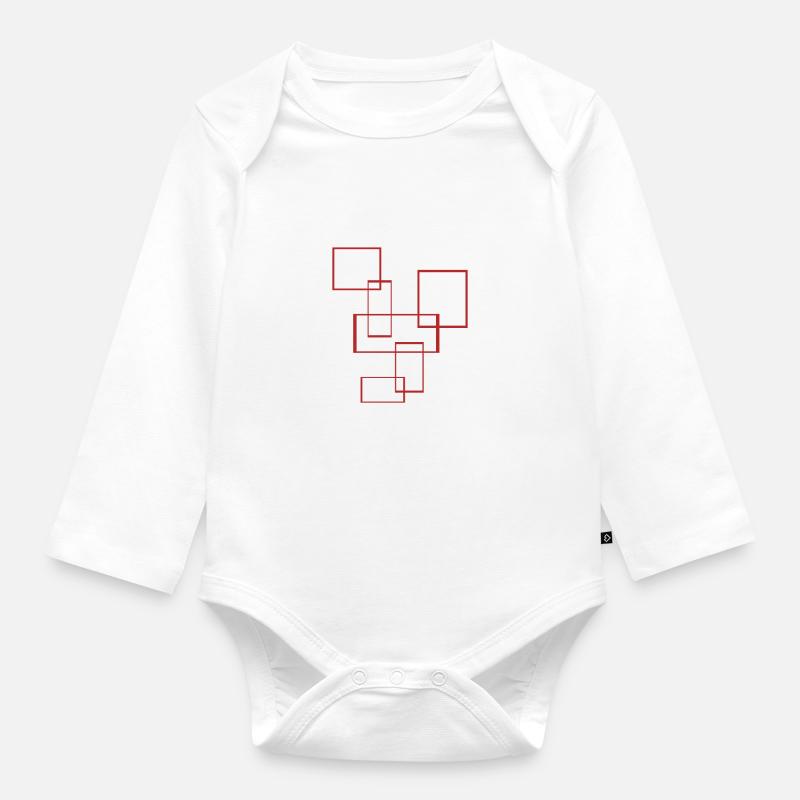 rectangles - Body Bébé bio manches longues - blanc