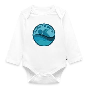 Born To Swim - Organic Longsleeve Baby Bodysuit - white - Front