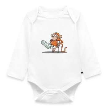 Broken leg accident crutches gift idea - Organic Longsleeve Baby Bodysuit - white - Front