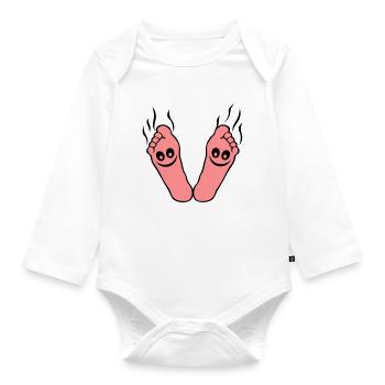 pied pue fume odeur 1 - Body Bébé bio manches longues - blanc - Devant