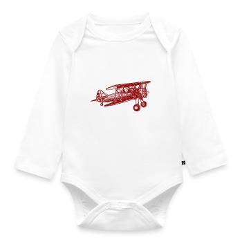 Airplane model airplane in vintage - Organic Longsleeve Baby Bodysuit - white - Front