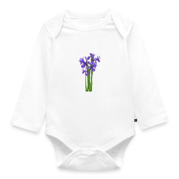 Fleurs Printemps Iris iris - Idée de cadeau - Body Bébé bio manches longues - blanc - Devant