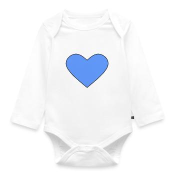 Blue heart - Organic Longsleeve Baby Bodysuit - white - Front