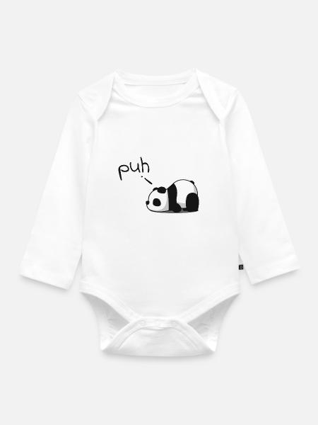 Müder Panda Puh - Baby Bio-Langarm-Body - Weiß