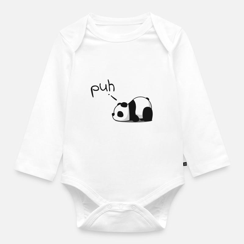 Müder Panda Puh - Baby Bio-Langarm-Body - Weiß