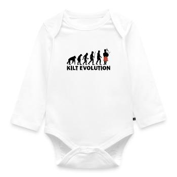 T-shirt drôle de Kilt Evolution Darwin - Body Bébé bio manches longues - blanc - Devant