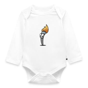 Cooler Pinsel - Baby Bio-Langarm-Body - Weiß - Vorne