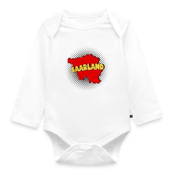 Saarland Saar Saarbrücken Homburg Saarlouis Merzig - Baby Bio-Langarm-Body - Weiß - Vorne
