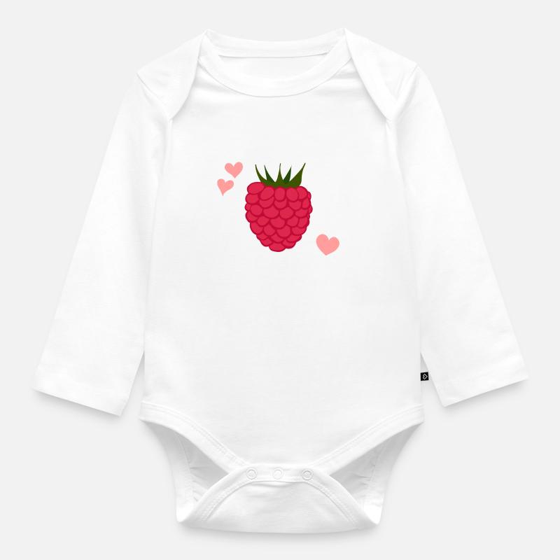 framboise - Body Bébé bio manches longues - blanc