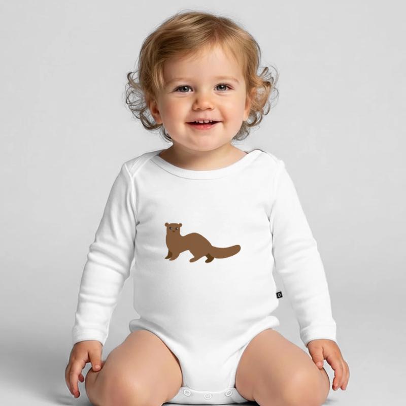Brauner Mungo Wiesel oder Hermelin Baby Bio-Langarm-Body