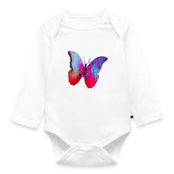 papillon, graffiti, peinture, rouge, rose - Body Bébé bio manches longues - blanc - Devant