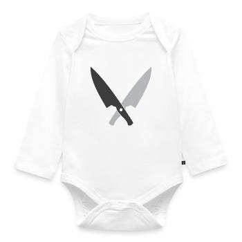Crossed chefs knives - Organic Longsleeve Baby Bodysuit - white - Front