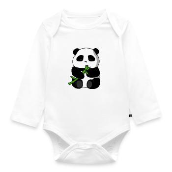 PandaLena mangeant un panda - Body Bébé bio manches longues - blanc - Devant