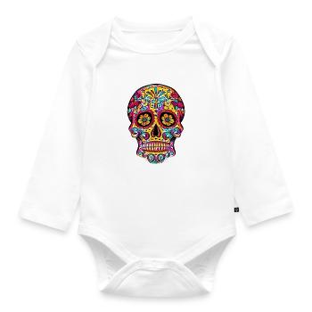 Sugar Skull Day of the Dead - Organic Longsleeve Baby Bodysuit - white - Front